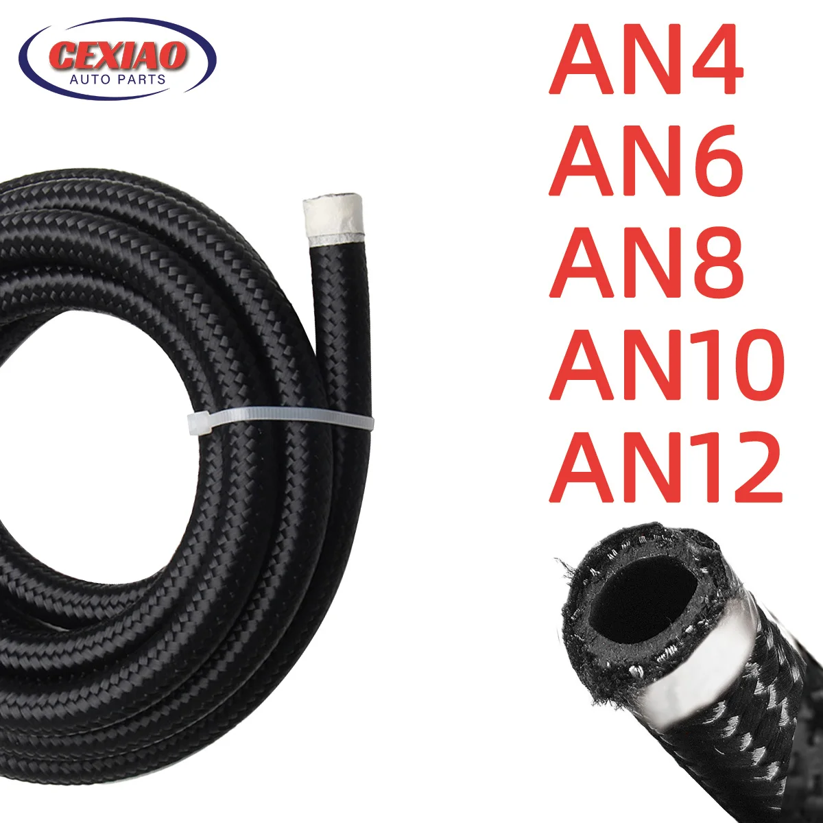 Stainless Steel Braided Fuel & Oil Lines - AN4 To AN12 Nylon Hoses, Custom Lengths Available 5 thumbnail image