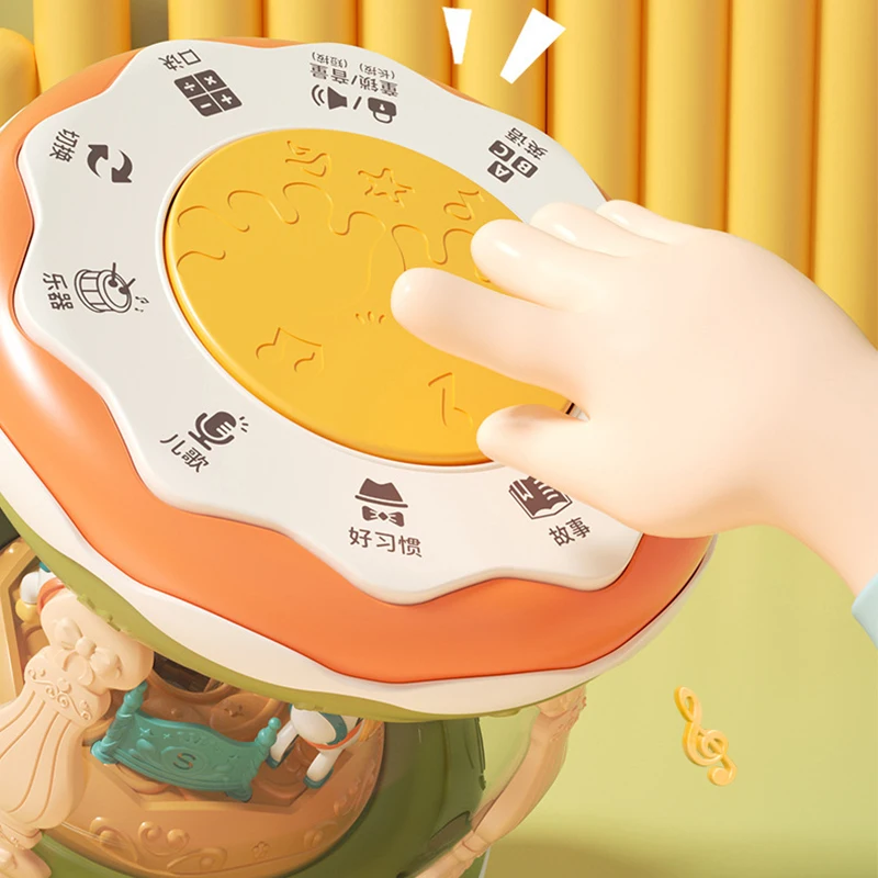 Baby Music Toy Carousel Rotary Projector Hand Drum Infant Montessori Early Educational Singing Sensory Toy Toddler Gift 1-3 Year 4