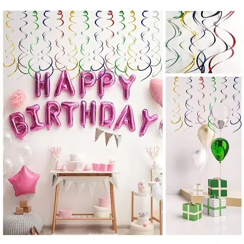 6/12/18PCS Bunte Spirale Dekoration Spirale Banner Hängen Swirl Dekorationen Geburtstag Hochzeit Weihnachten DIY Party Liefert – Detail 3