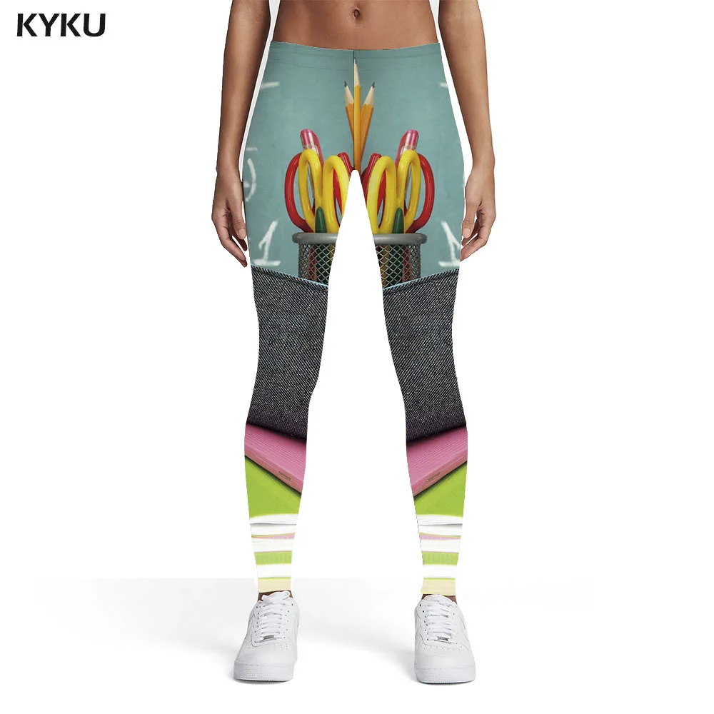 KYKU Math Leggings Women Colorful Sport Art Elastic Street Spandex
