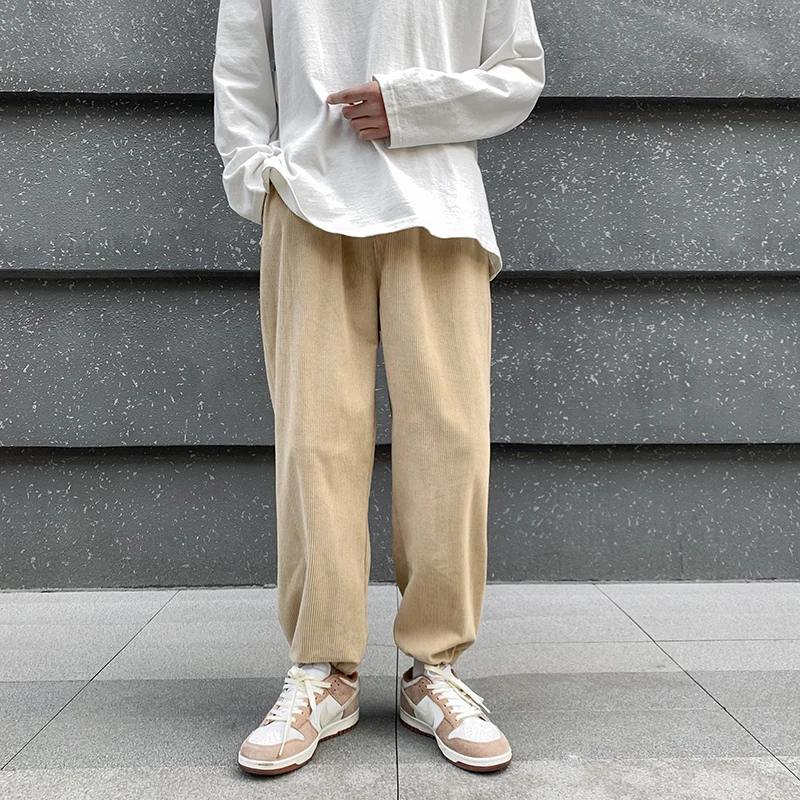

Corduroy Men Harem Pants Autumn Joggers Trousers Vintage Sweatpants Men Hip Hop Loose Streetwear 2023 Korean Casual Pants