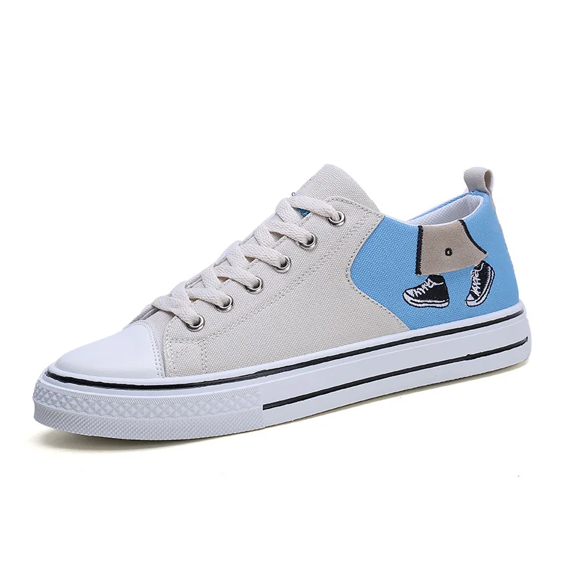 

Men Vulcanized Shoes Black White Boys Trend Street Youth Walking Sneakers Comfortable Canvas Shoes for Men Vulcanized Footwears
