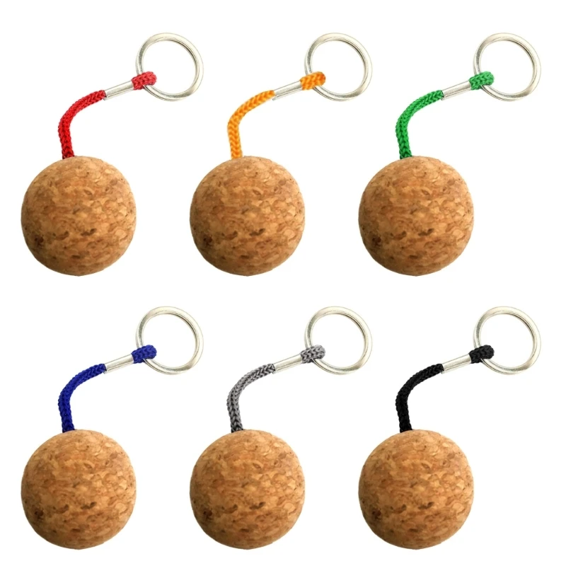 35mm Wood Ball Key Rings, Floatable Wood Ball Key Chain for Sailings Water Sport