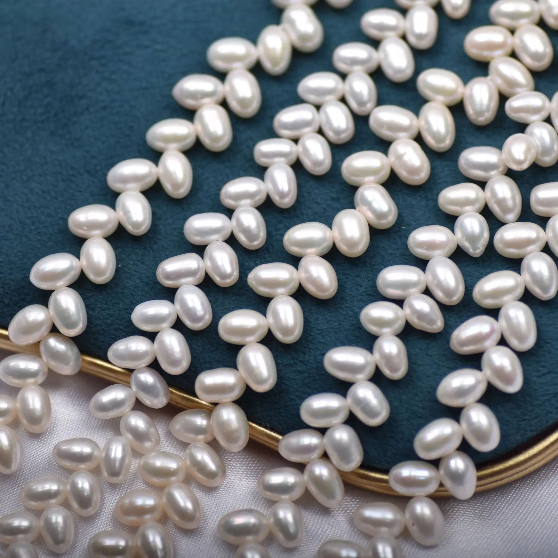 

6-7mm rice pearl Notoginseng hole strong light rice beads DIY necklace accessories semi-finished accessories natural freshwater