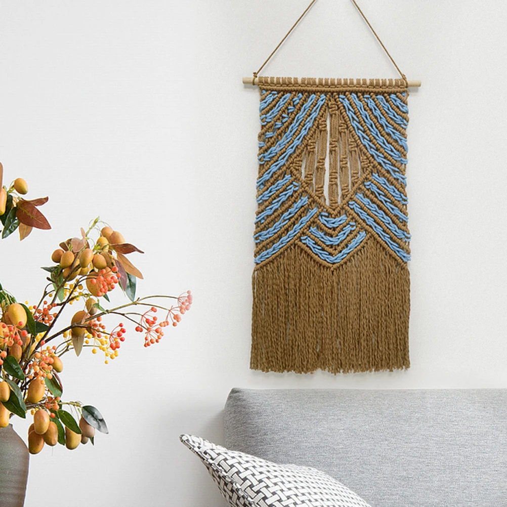 

Hand Woven Tapestry home Decoration Room Wall Hanging Bohemian style Wall Hand woven pendant Long Tassel Living Room Decoration
