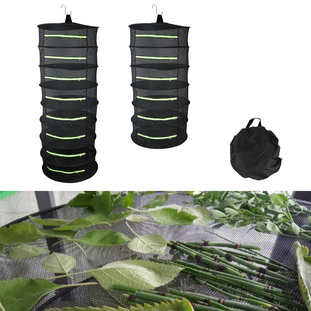 Layers Drying Net for Herbs Hanging Basket For Flowers Buds Plants Herb Drying Net with Zipper Dryer Mesh Bag Folding Dry Rack 5
