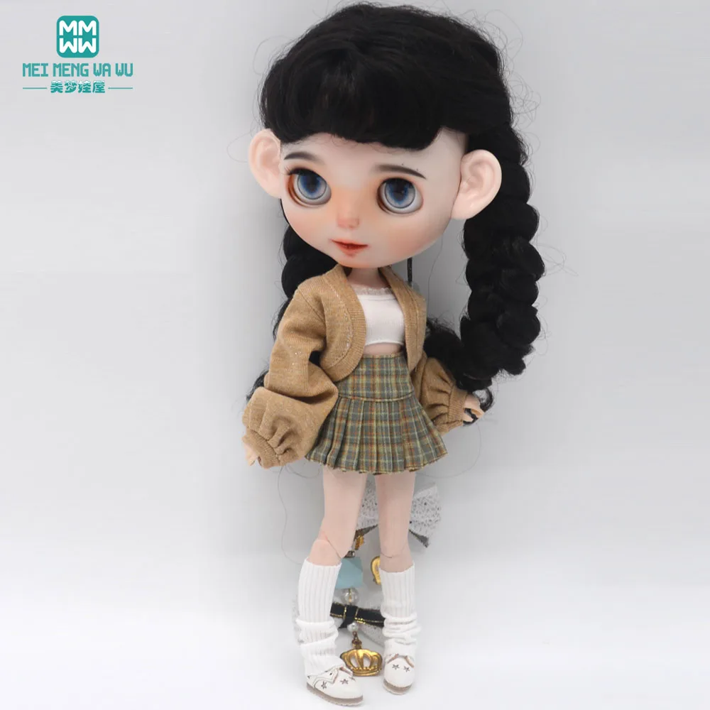 

Одежда для кукол Blyth для Azone OB22 OB24, Модная трикотажная куртка, плиссированная юбка, набор из четырех