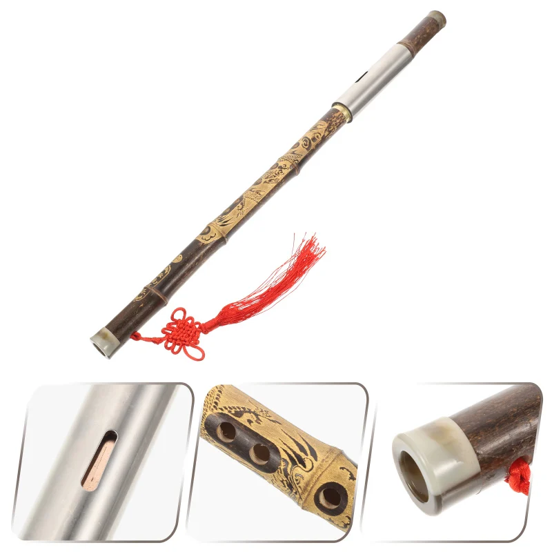 Description Picture 3 of itemCross Blow Bau Flute Professional Bawu Handheld Folk Woodwind Instrument Bamboo Copper Chinese Traditional Vertical Ethnic
