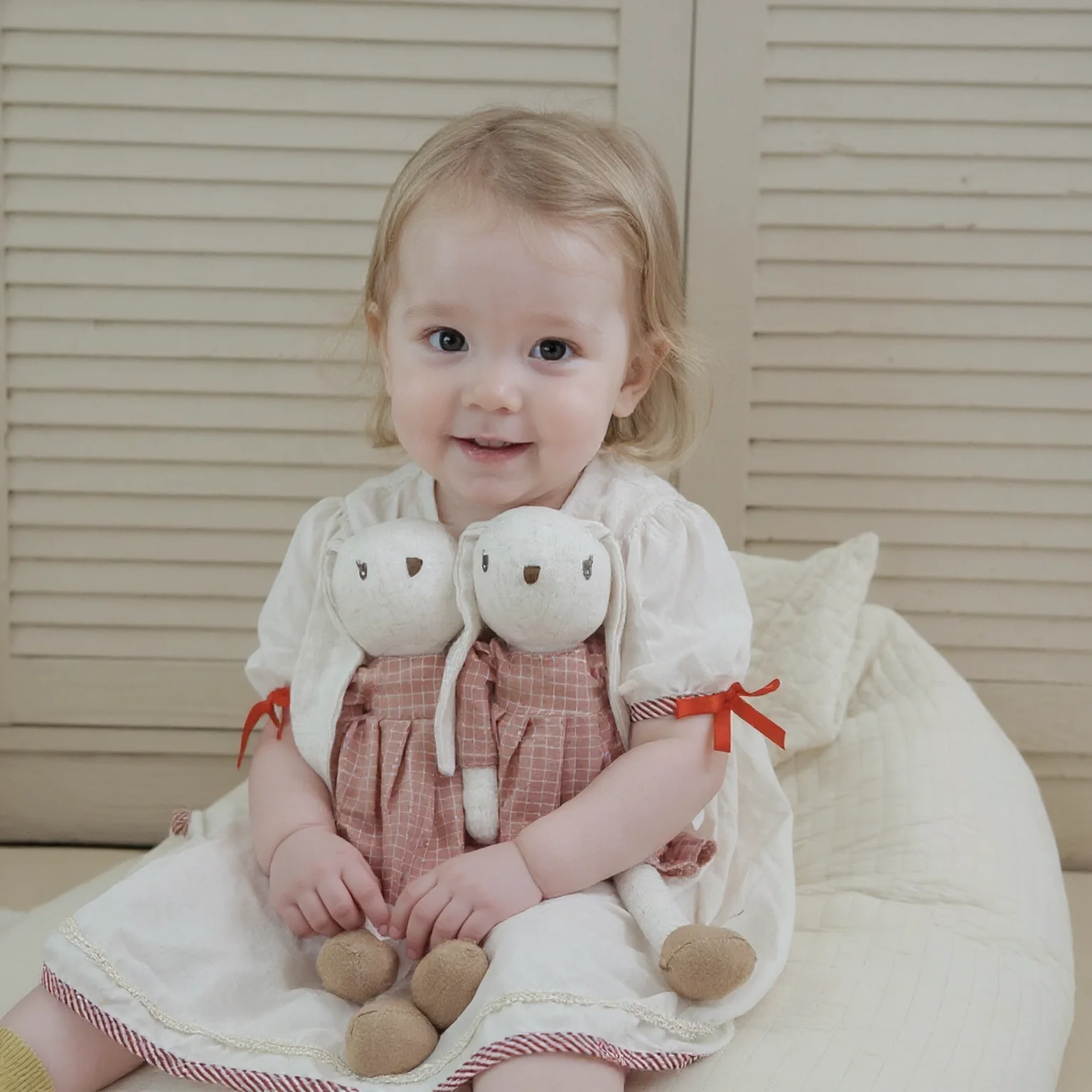 Charming Rabbit Doll with Overalls & Skirt - Children's Room Decor & Gift