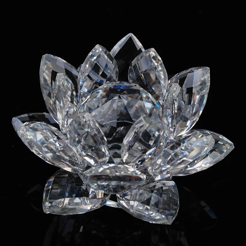 

8cm Feng Shui Quartz Crystal Lotus Flower Crafts Glass Paperweight Ornaments Figurines Home Wedding Party Decor Gifts Souvenir