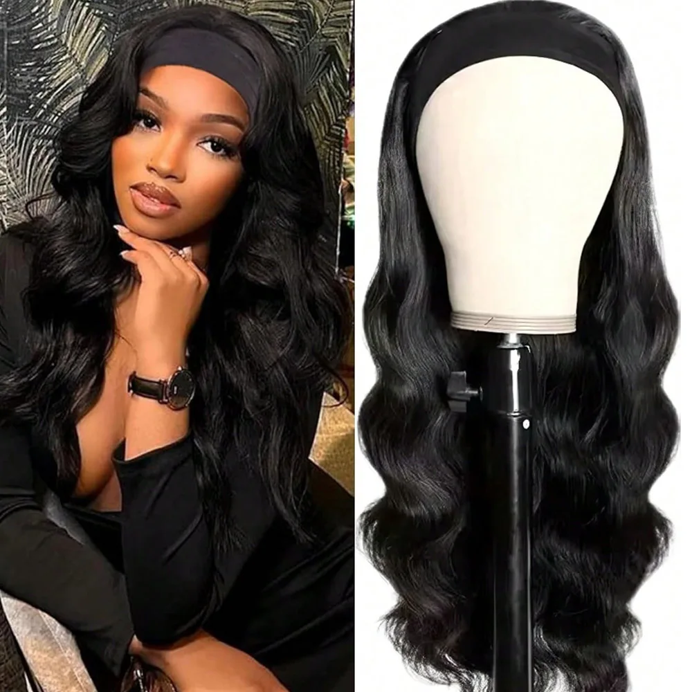 Headband Wig Human Hair Wigs for Black Women Human Hair Headband Wig Body Wave 18 Inch Wear and Go Wigs 200% Density