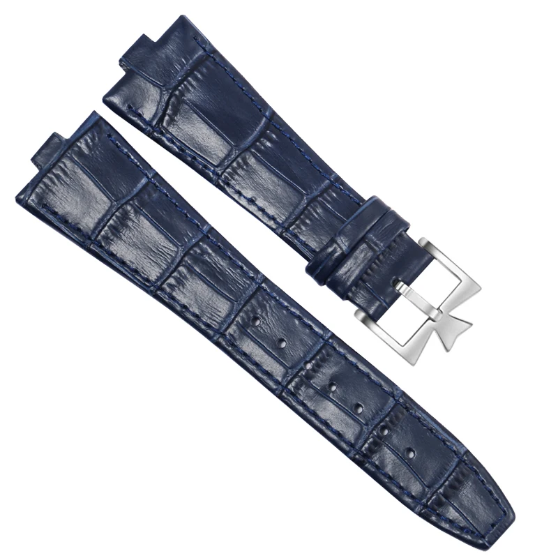 Premium Genuine Leather Watchband with Butterfly Buckle - 25-8mm Convex Interface Cowhide Strap