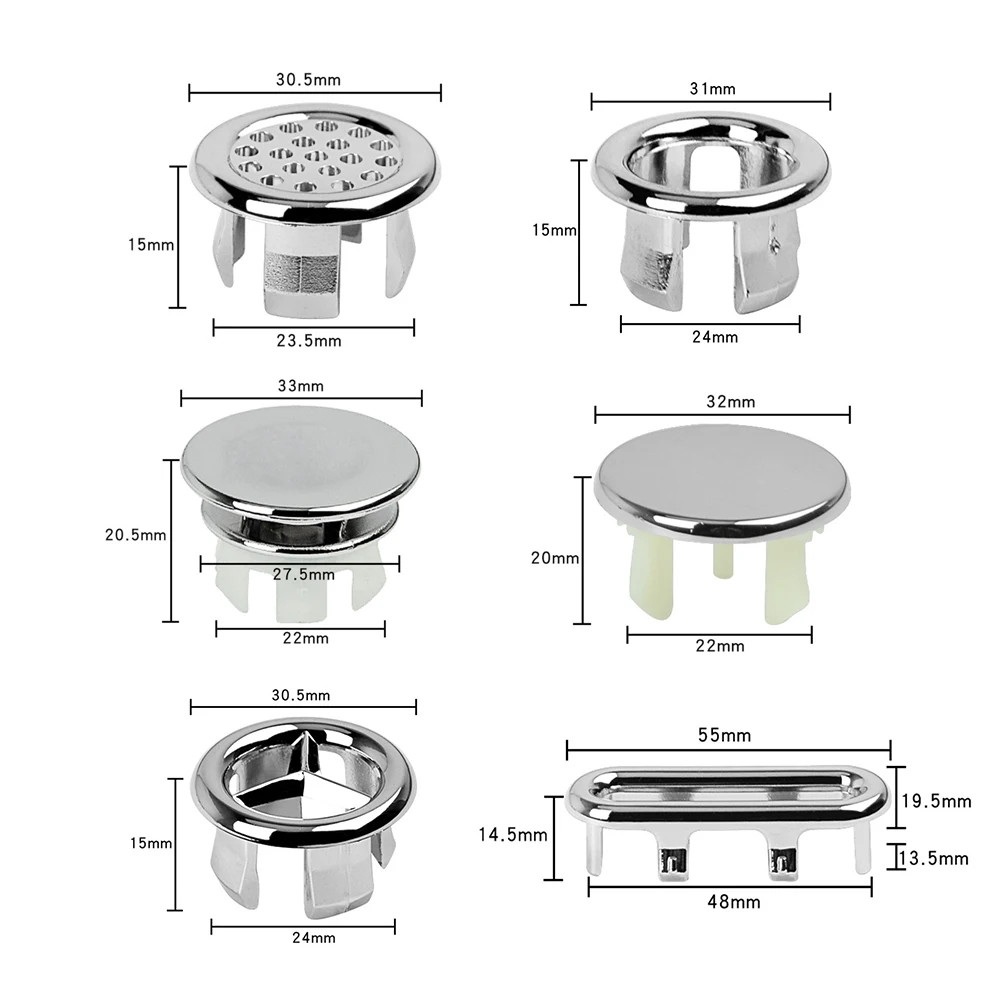 Copertura di troppopieno del foro del lavandino in plastica da 4 pezzi per il rivestimento del lavabo del bagno della cucina tappo di scarico del lavandino tappo ad anello di troppopieno rotondo