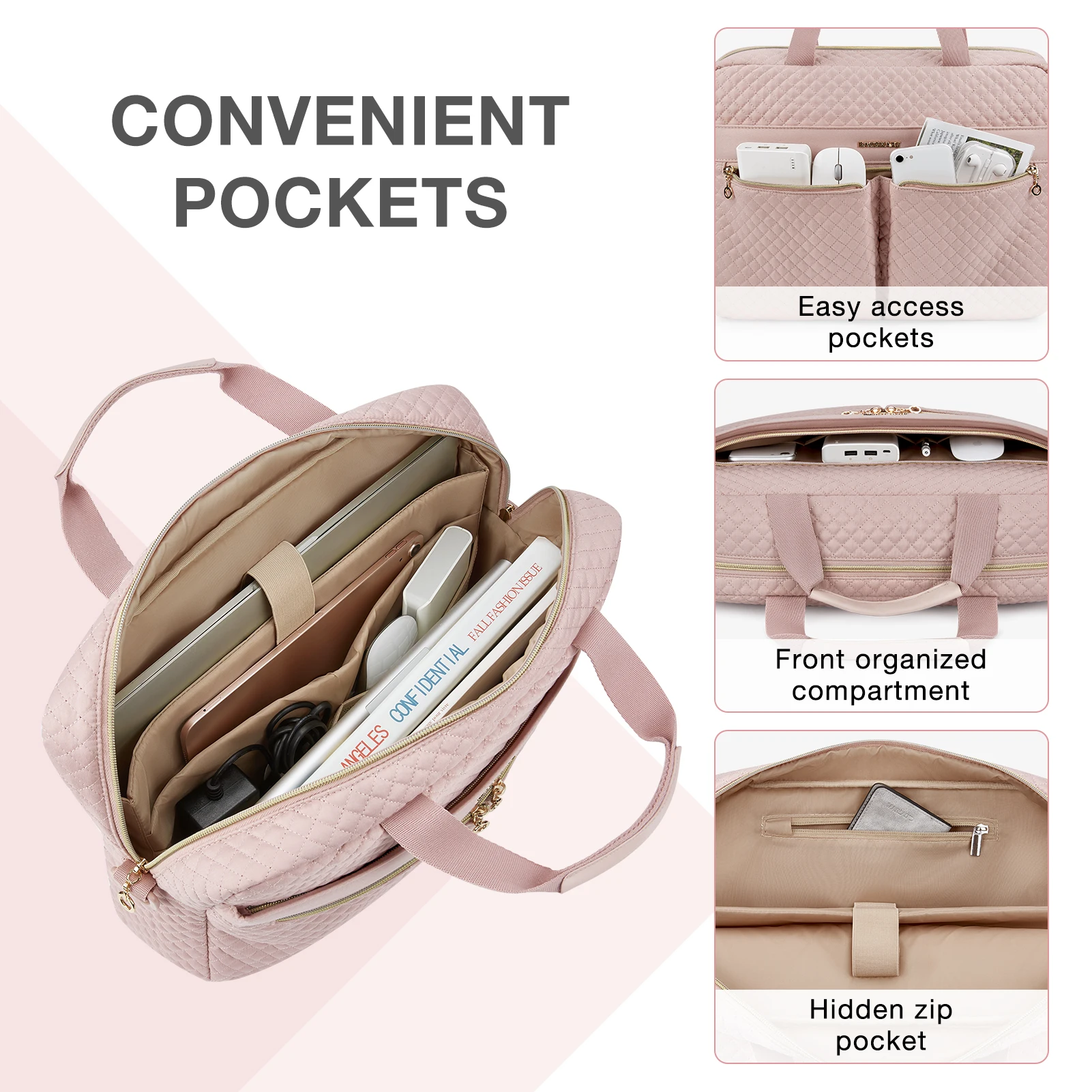 Bagsmart-bolsa para Laptop para Mulheres Maleta de Computador Messenger Bolsa Escritório Viagem Negócios 17.3 15.6 - Imagem 2