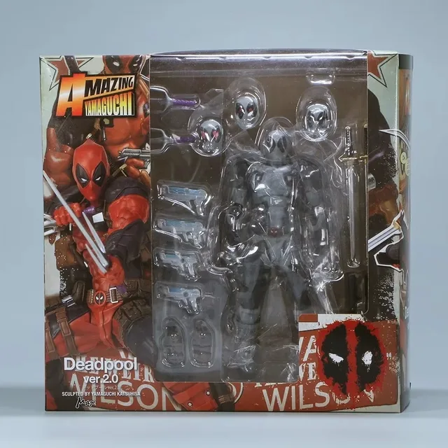AMAZING YAMAGUCHI Deadpool 2.0 Grey Action Figure Mutants Joint Movable KAIYODO Wade SHF Model Movie Toys for Kids Gift 6