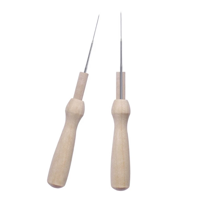 5pcs Useful Poking Felting Needles Solid Wooden Handle Holder with Felting Needles felting needles
