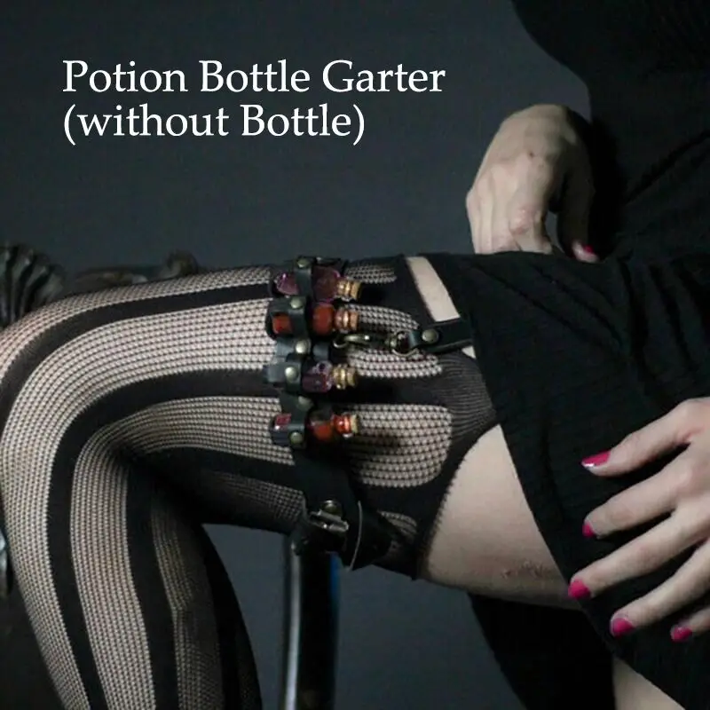 

Steampunk Sorcerer Witch Potion Bottle Garter Socks Solid Leather Leggings Cosplay Prop Medieval Renaissance Accessories