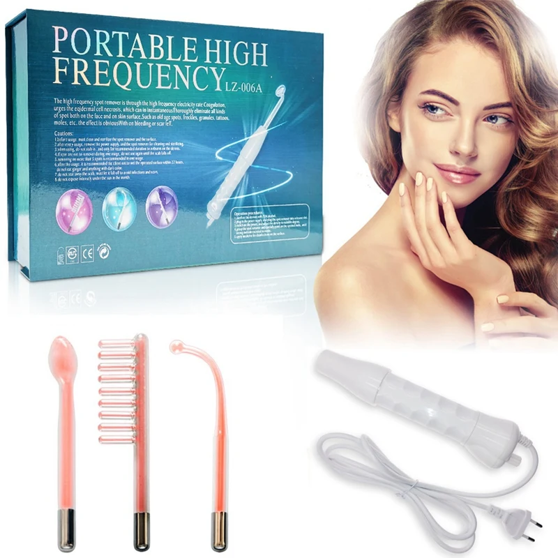 4 In 1 Portable High Frequency Electrotherapy Beauty Device Facial Skin Care As Shown Plastic Spa Derma 4 Violet EU Plug