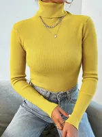 Autumn Winter Women Knit Solid Turtleneck Pull Sweater Casual Rib Jumper Tops Female Home Pullover Y2K Clothing 2025 - Image 5