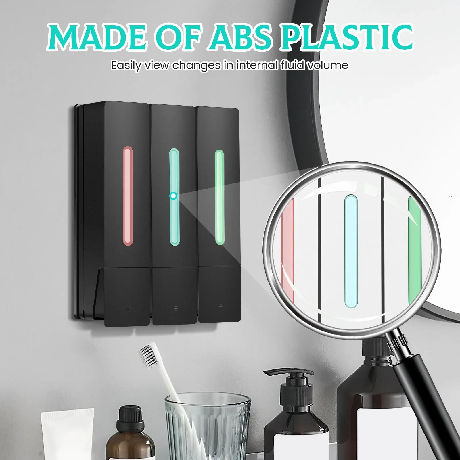 400ML Soap Dispenser Wall Mounted 3 Chamber Shower Soap Dispenser Adhesive Shampoo Conditioner Dispenser Bathroom Accessories 2
