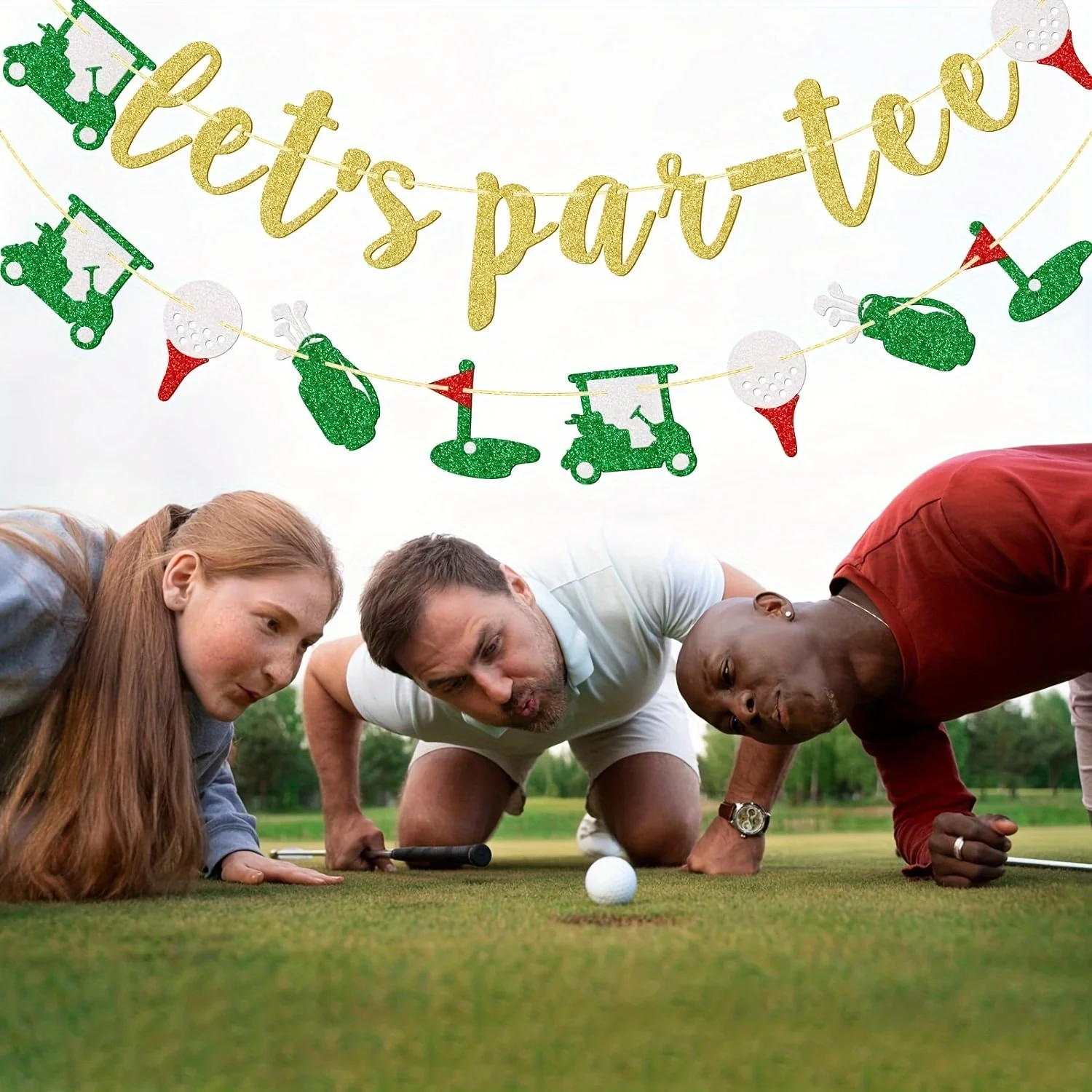 Party Decorations Birthday Banner Golf Themed Birthday Banner Let's Par-Tee Banner Retirement Party Decoration For Golf Lover Party Decorations Gold Glitter