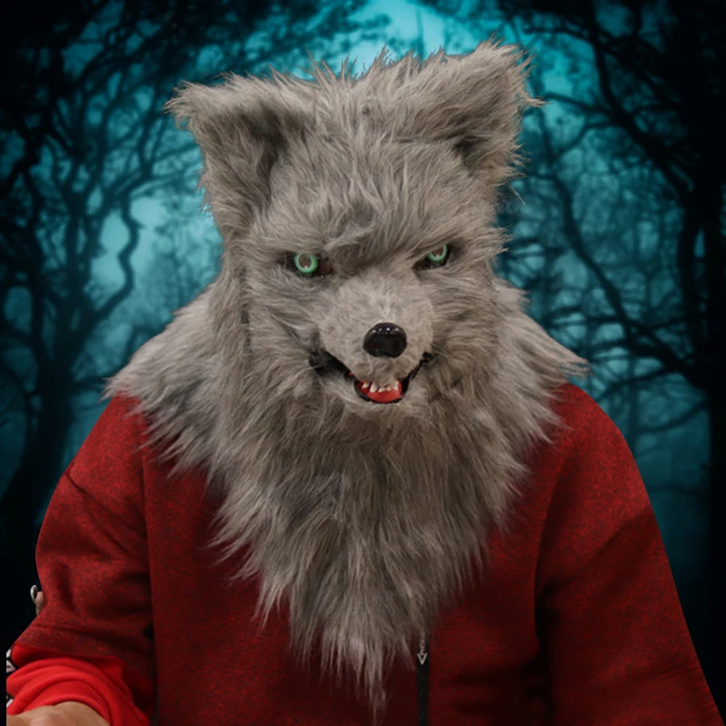 MovableMouthFoxMaskHalloweenCostumeCosplayWolfDogMasksPlush