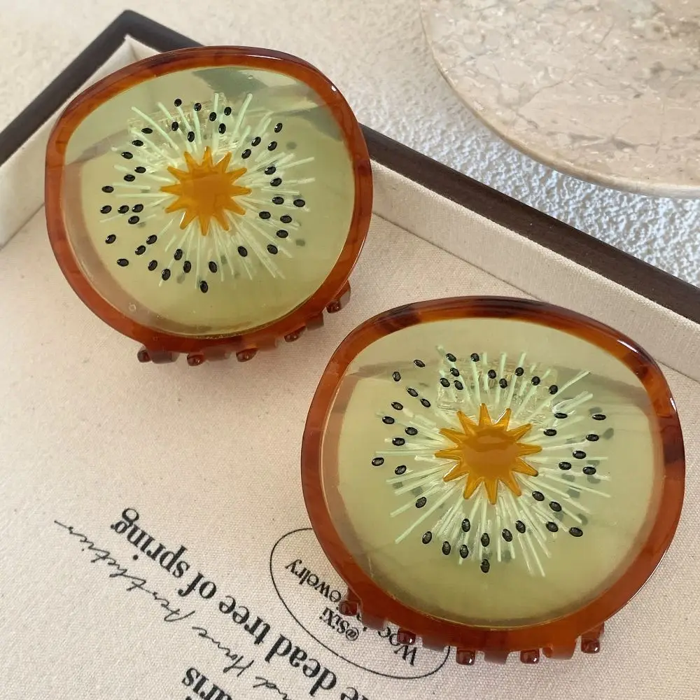 

Acetate Acetic Acid Fruit Hair Claw Fashion Vegetable Kiwi Cute Hair Clip Cartoon Grab Clip Small Shark Clip Daily