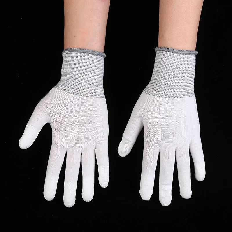 Car Vinyl Wrap Gloves Anti-Static Window Tint Film Install Gloves Nylon Tinting Work Safety PU Coated Fingertip 12Pairs
