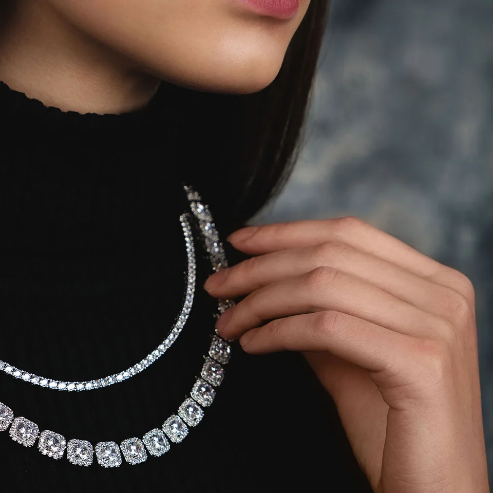 TOPGRILLZ Iced Clustered Tennis Chain Necklace in Yellow/White