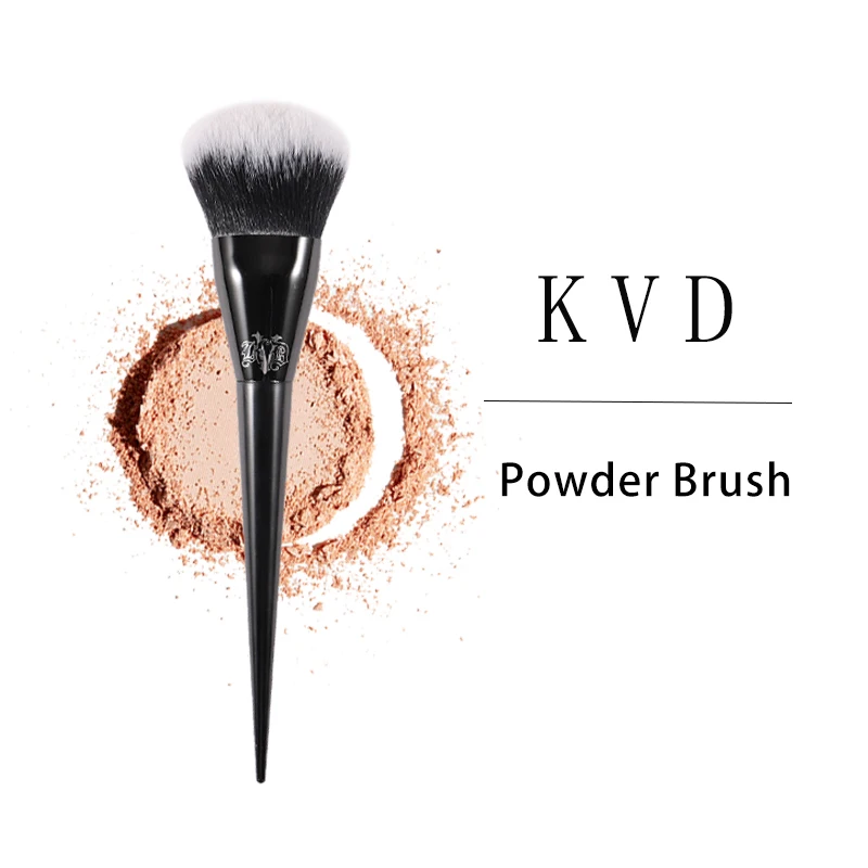 

Кисть для макияжа KVD, 22 дюйма, компактная кисть для пудры, из мягкого волокна, с элегантной черной ручкой, брендовые Косметические кисти для женщин