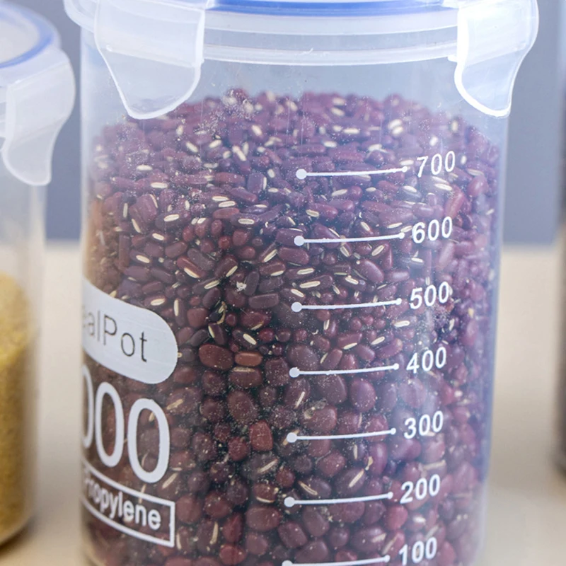 Sealed Jars With Scale Grain Storage Tank Kitchen Food Fresh-keeping Boxes Refrigerator Organize Container Seasoning Spices Can
