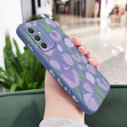 Illustrated Tulip Phone Case - Stylish Floral Design Cover - Samsung A05 (Light Blue)