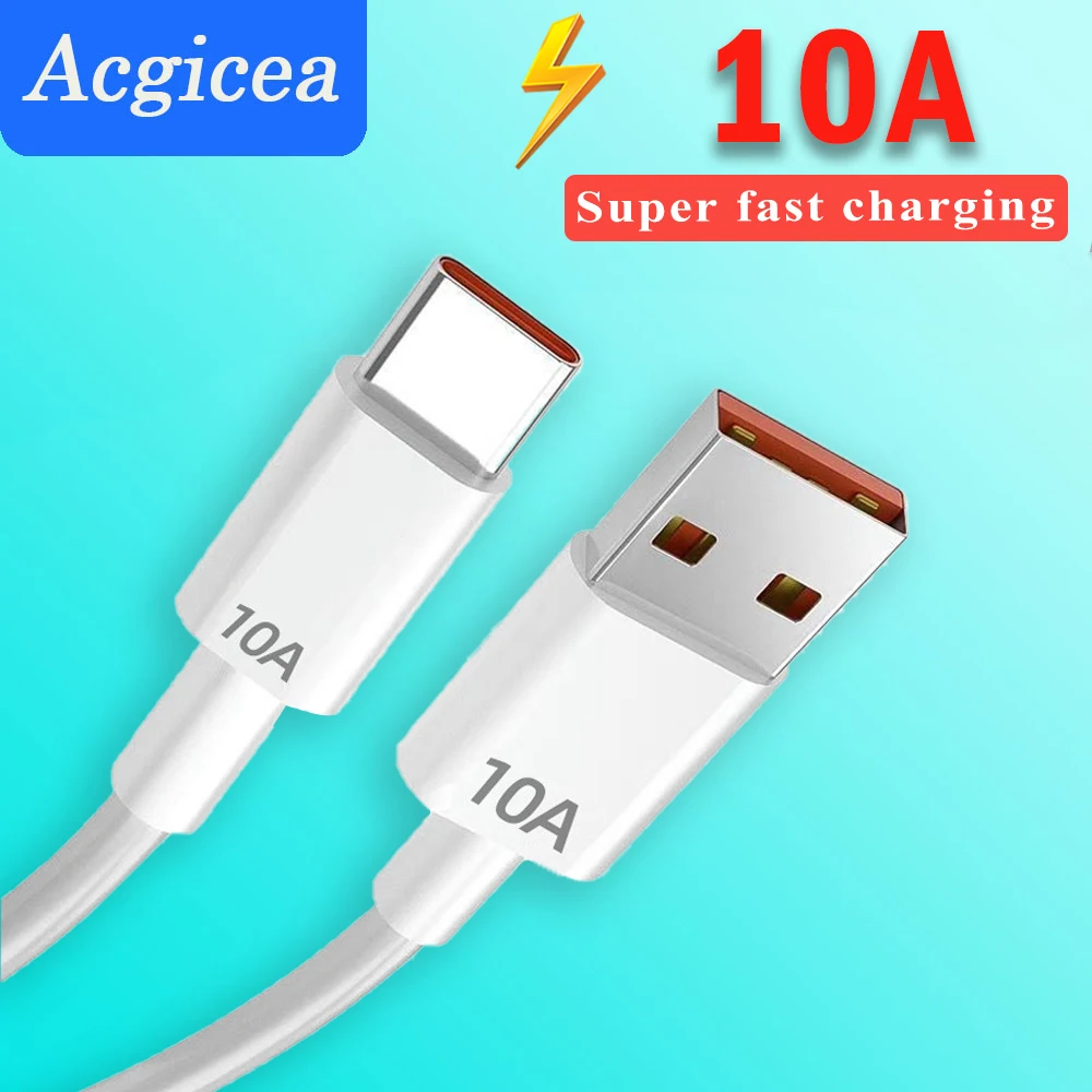 Type C Cable 10A C Super Fast Charging Data Cord Mobile Phone Cell Phone USB C Quick Charging Cord Wire Line for Xiaomi Huawei