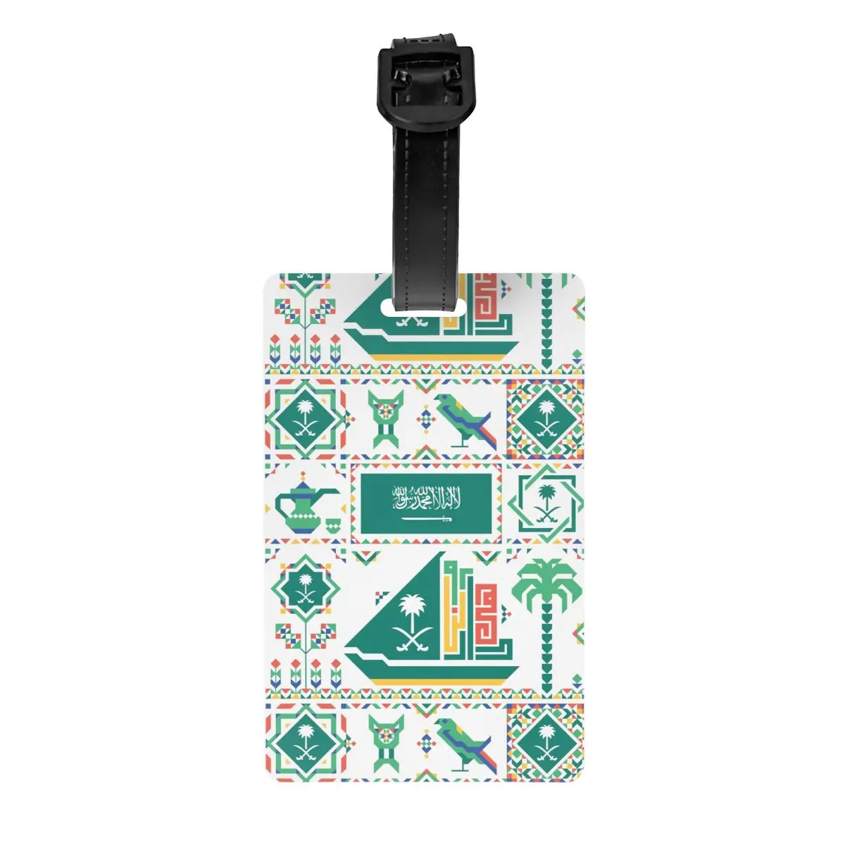 

Arabic Calligraphy Emblem Saudi Arabia Flag Luggage Tags Custom Baggage Tags Privacy Cover ID Label