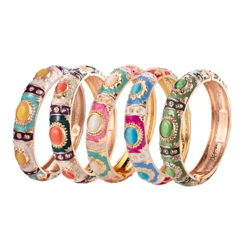 Bracciale smaltato per donna Bracciale a portata di mano hawaiano India Cloisonne Gioielli africani Bracciali a mano da donna Regali di design bohémien 1