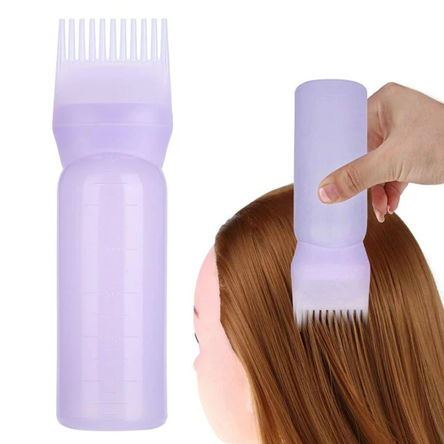 20ml Root Comb Applicator Bottle Refillable for Hair Dye Hair Oil Applicator with Graduated Scale Salon Home Hair Styling Tools