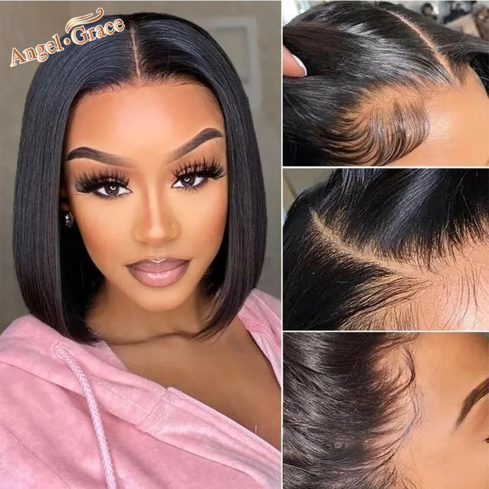 Brazilian Straight Bob 13x4 Lace Front Wigs Transparent Lace Front Human Hair Wig Pre Plucked With Baby Hair Remy For Women