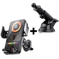 15W Universal Wireless Car Charger with Auto - Sensing & 360° Rotating Mount (With Suction Cup)