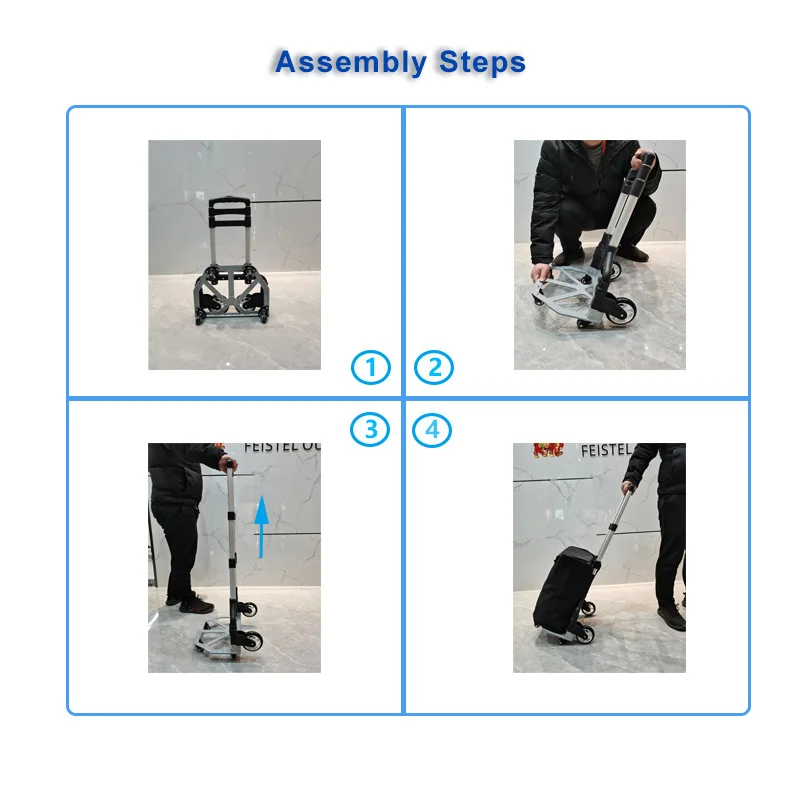 Portable Folding Trolley Collapsible Hand Truck Lightweight Barrow Aluminum Alloy Cart for Luggage Shopping Travel Cart Home Use