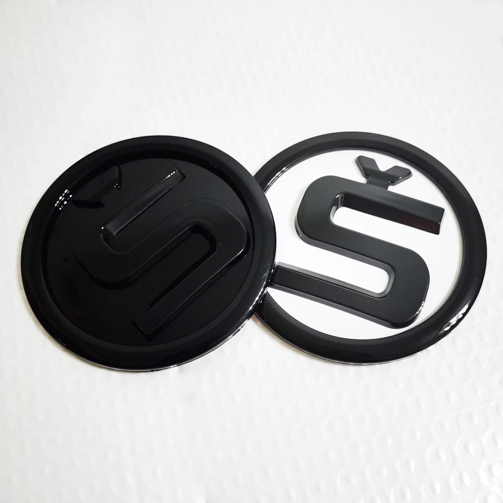 Black White S Logo Emblem Sticker For SKODA OCTAVIA ENYAQ SUPERB KAROQ  KAMIQ KODIAQ Skoda Hood Sticker Skoda Rear Trunk Sticker