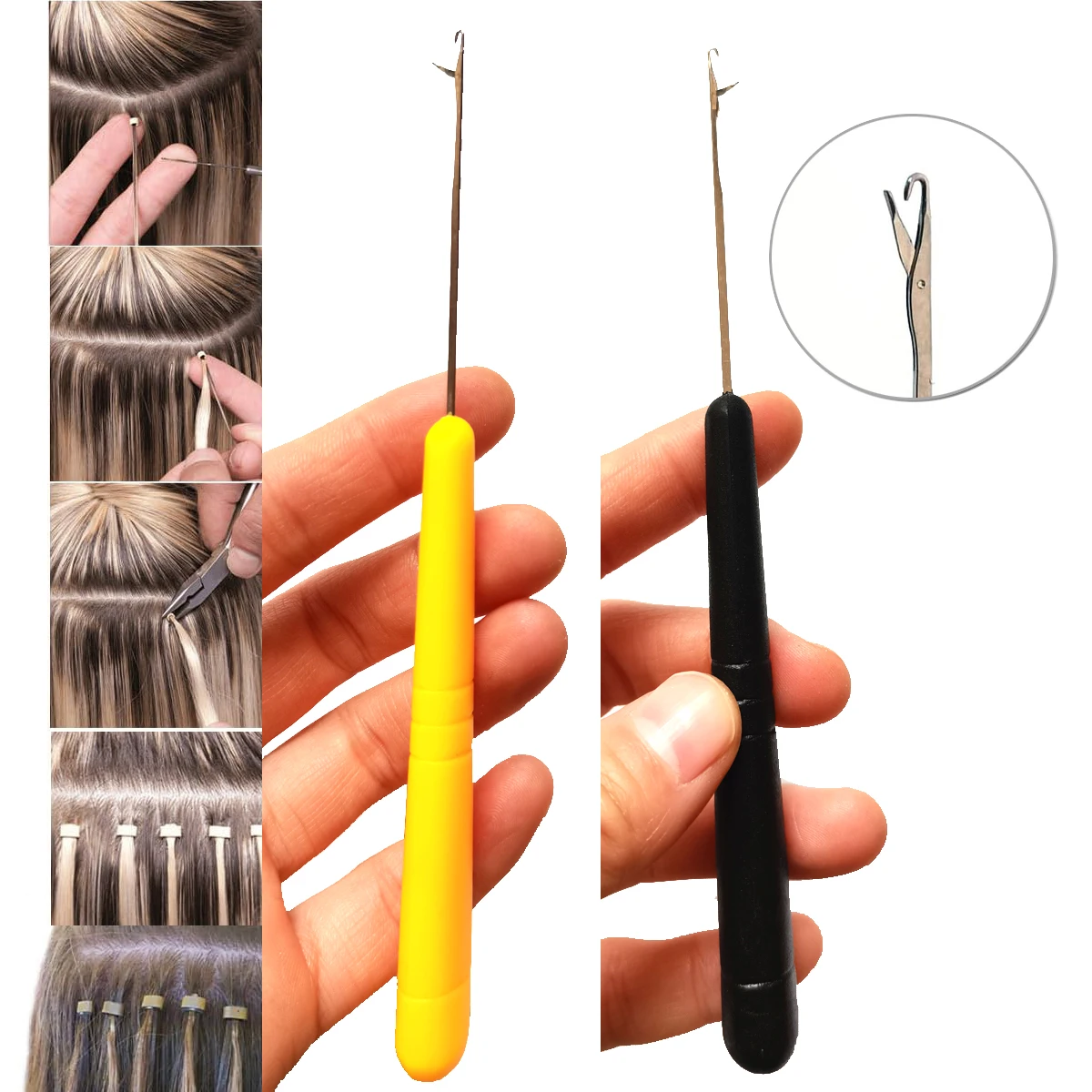 Crochet Hooks Hair Extensions Tool 1Pc Plastic Latch Hook Hair Crochet Hook Bent Latch Crochet Needle For Hair Extension