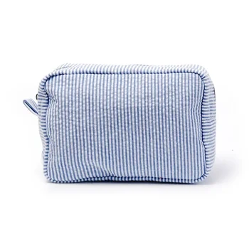 Seersucker Ruffle Striped Cosmetic & Travel Bag 1