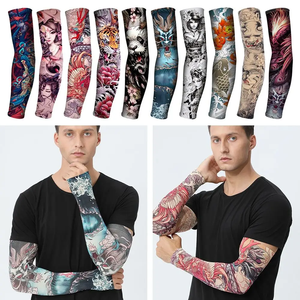 1Pair New Summer Cooling Basketball Running Outdoor Sport Tattoo Arm Sleeves Sun Protection Flower Sleeves sun protection arm sleeves,arm sleeves,cooling arm sleeves