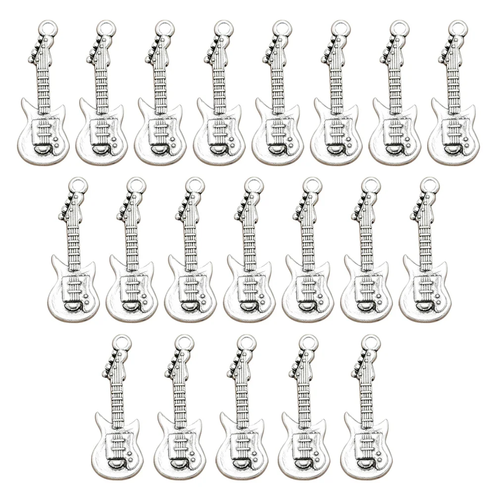 

20PCS Vintage Alloy Guitar Pendants Charms DIY Jewelry Making Accessory for Necklace Bracelet ( Silver)