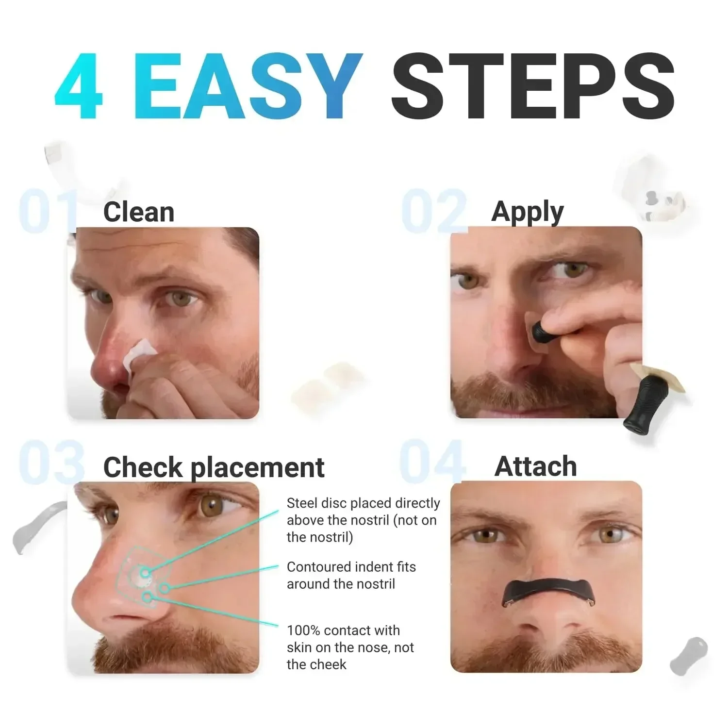 100pcs Magnetic Nasal Breathing Dilator Breathing Dilator Exercise Nostril Breathing Supplement Patch Exercise Nasal Patch 6