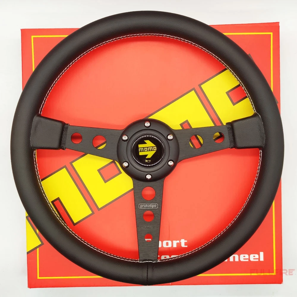 

MOMO steering wheel 350mm racing competitive fit flat leather steering wheel car steering wheel volante sport steering wheel