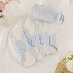 Eco - Friendly Reusable Cotton Menstrual Pads Set with Storage Bag - Absorbent & Washable for Postpartum and Period Care (5Pcs Set Blue)