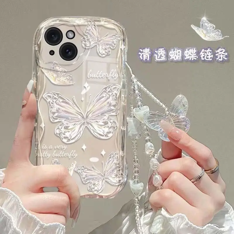 Korean Cute Butterfly Bracelet Chain Phone Case