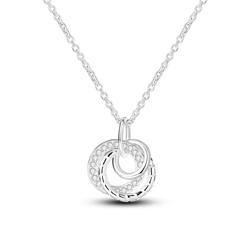 925 Sterling Silver Floral Animal Necklace Women Round Pendent Sparkling Necklace Fashion Anniversary Birthday Jewelry Gifts pendant necklace silver necklace