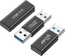 High - Speed USB 3.0 Adapter Cable Set - 3 Pack (Black) - Versatile Female to Female, Male to Male, Female to Male Connections (3Pack)